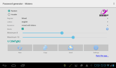 Capture d'écran de l'application Générateur de mot de passe Mistero - #3