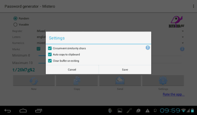 Capture d'écran de l'application Générateur de mot de passe Mistero - #4
