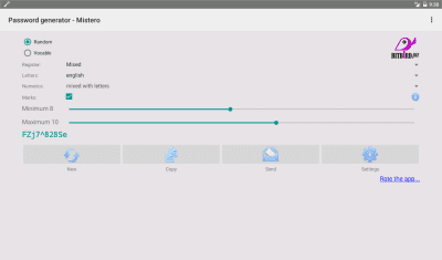 Capture d'écran de l'application Générateur de mot de passe Mistero - #5