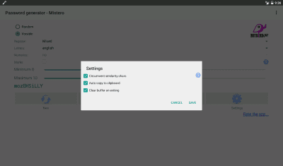 Capture d'écran de l'application Générateur de mot de passe Mistero - #6