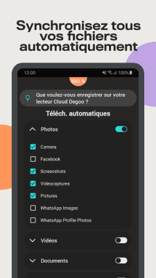 Capture d'écran de l'application Degoo : 20 de Go sur le cloud - #3