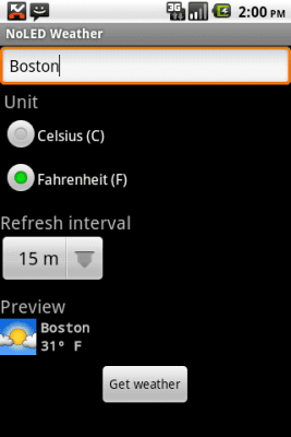 Capture d'écran de l'application NoLED Weather - #1