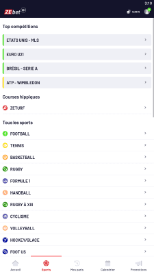 Capture d'écran de l'application Zebet - #3