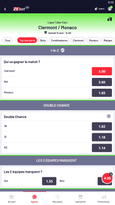 Capture d'écran de l'application Zebet - #5