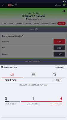 Capture d'écran de l'application Zebet - #6