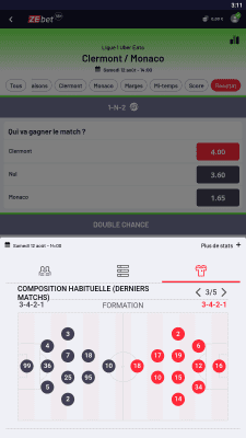 Capture d'écran de l'application Zebet - #8