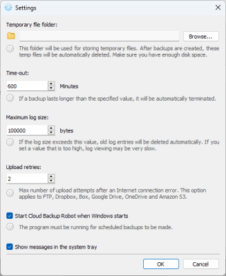 Capture d'écran de l'application Cloud Backup Robot - #4