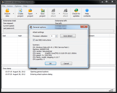 Capture d'écran de l'application Elcomsoft Wireless Security Auditor - #3