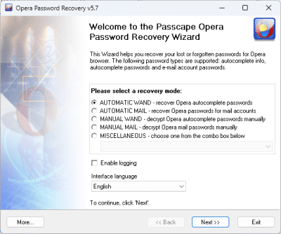 Capture d'écran de l'application Opera Password Recovery - #1