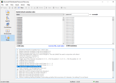 Capture d'écran de l'application ElcomSoft Distributed Password Recovery - #1