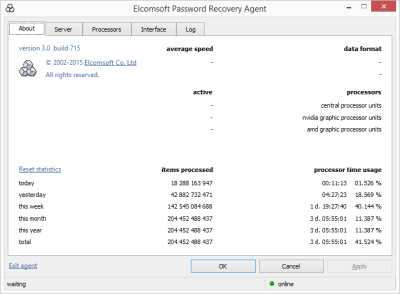 Capture d'écran de l'application ElcomSoft Distributed Password Recovery - #5