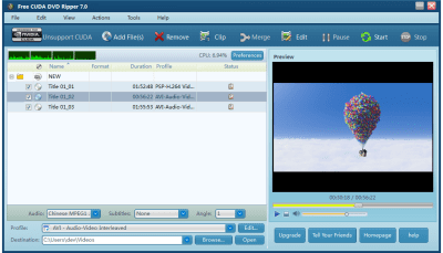 Capture d'écran de l'application Free CUDA DVD Ripper - #1