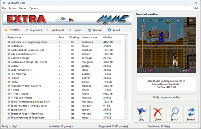 Capture d'écran de l'application ExtraMAME - #1