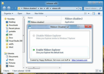 Capture d'écran de l'application Ribbon Disabler for Windows 8 - #1