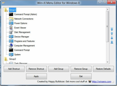 Capture d'écran de l'application Win+X Menu Editor for Windows 8 - #1