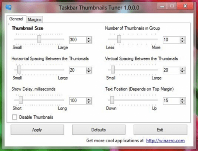 Capture d'écran de l'application Taskbar Thumbnails Tuner - #1