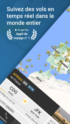 Capture d'écran de l'application Flightradar24 Suivi de vol - #1