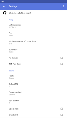 Capture d'écran de l'application ByeDPI - #3
