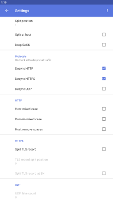 Capture d'écran de l'application ByeDPI - #4