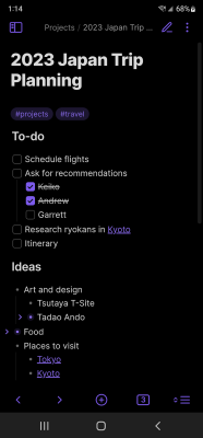 Capture d'écran de l'application Obsidian - #3