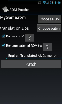 Capture d'écran de l'application ROM Patcher - #1