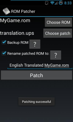 Capture d'écran de l'application ROM Patcher - #3