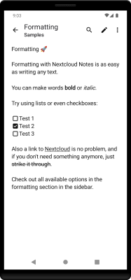 Capture d'écran de l'application Nextcloud Notes - #4