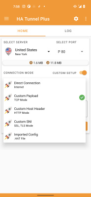 Capture d'écran de l'application HA Tunnel Plus - #1