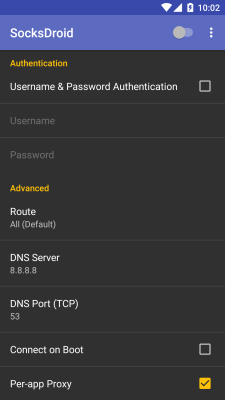 Capture d'écran de l'application SocksDroid - #2