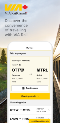 Capture d'écran de l'application VIA Rail Canada - #1