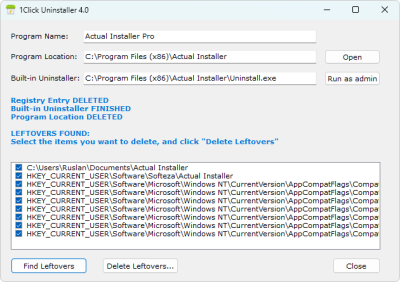 Capture d'écran de l'application 1Click Uninstaller - #3