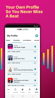 Capture d'écran de l'application CBC Listen - #3