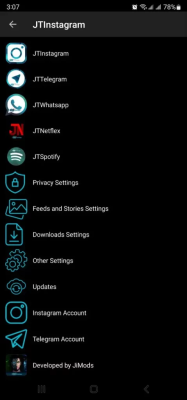 Capture d'écran de l'application JTInstagram+ - #1