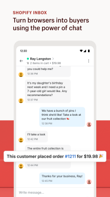 Capture d'écran de l'application Shopify Inbox - #4
