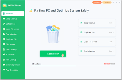 Capture d'écran de l'application AWZ PC Cleaner - #1