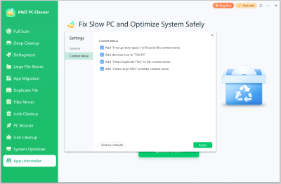 Capture d'écran de l'application AWZ PC Cleaner - #7