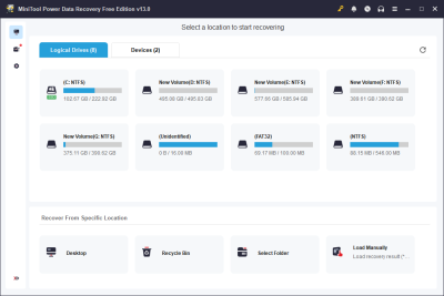 Capture d'écran de l'application MiniTool Power Data Recovery Free Edition - #1