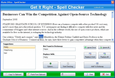 Capture d'écran de l'application SSuite Office - Spell Checker - #1