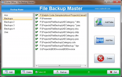 Capture d'écran de l'application SSuite Office - Backup Master - #1