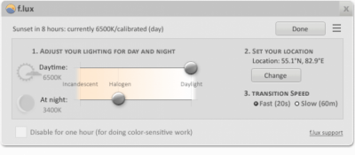 Capture d'écran de l'application f.lux - #1