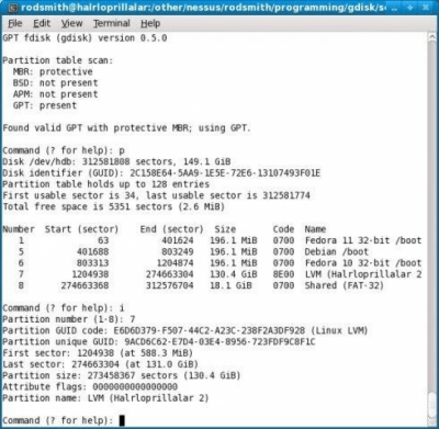 Capture d'écran de l'application GPT fdisk - #2