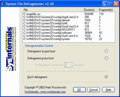 Capture d'écran de l'application PageDefrag - #1