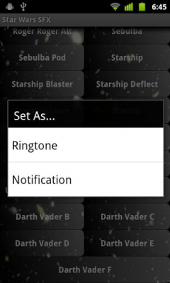Capture d'écran de l'application Star Wars SFX - #2