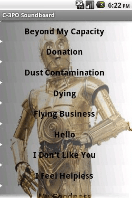 Capture d'écran de l'application C-3PO Soundboard - #1