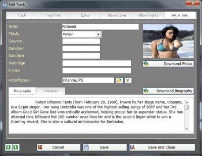 Capture d'écran de l'application AllMySongs Database - #3