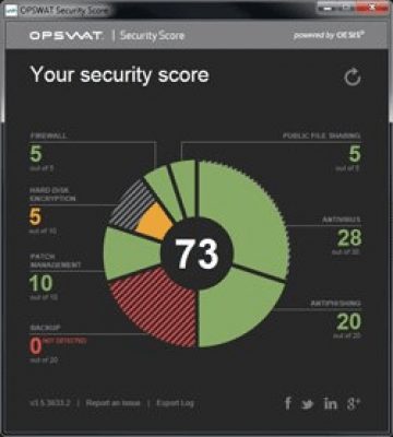 Capture d'écran de l'application OPSWAT Security Score - #1