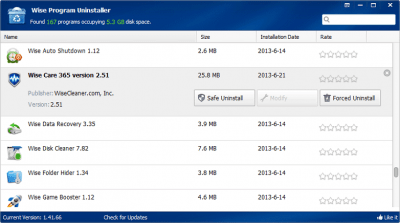 Capture d'écran de l'application Wise Program Uninstaller - #1