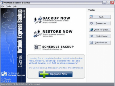 Capture d'écran de l'application Outlook Express Backup Version - #1