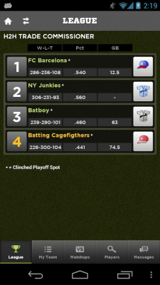 Capture d'écran de l'application Yahoo! Fantasy Baseball - #7