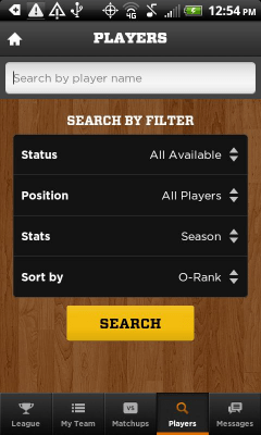 Capture d'écran de l'application Yahoo! Fantasy Basketball 2012 - #1